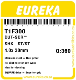T1F300 - Cut Screw ST/ST -T1F300_Label_T